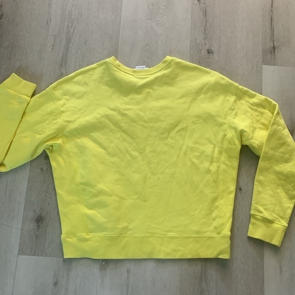 Champion Reverse Weave Yellow Crew Sweatshirt Pullover size L logo spell out - Picture 11 of 11